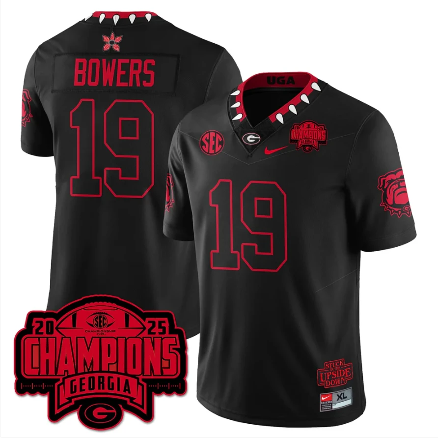 Brock Bowers Jersey #19 Georgia Bulldogs Stranger Things SEC Champions Stitched by My Store NCAA Football Jerseys