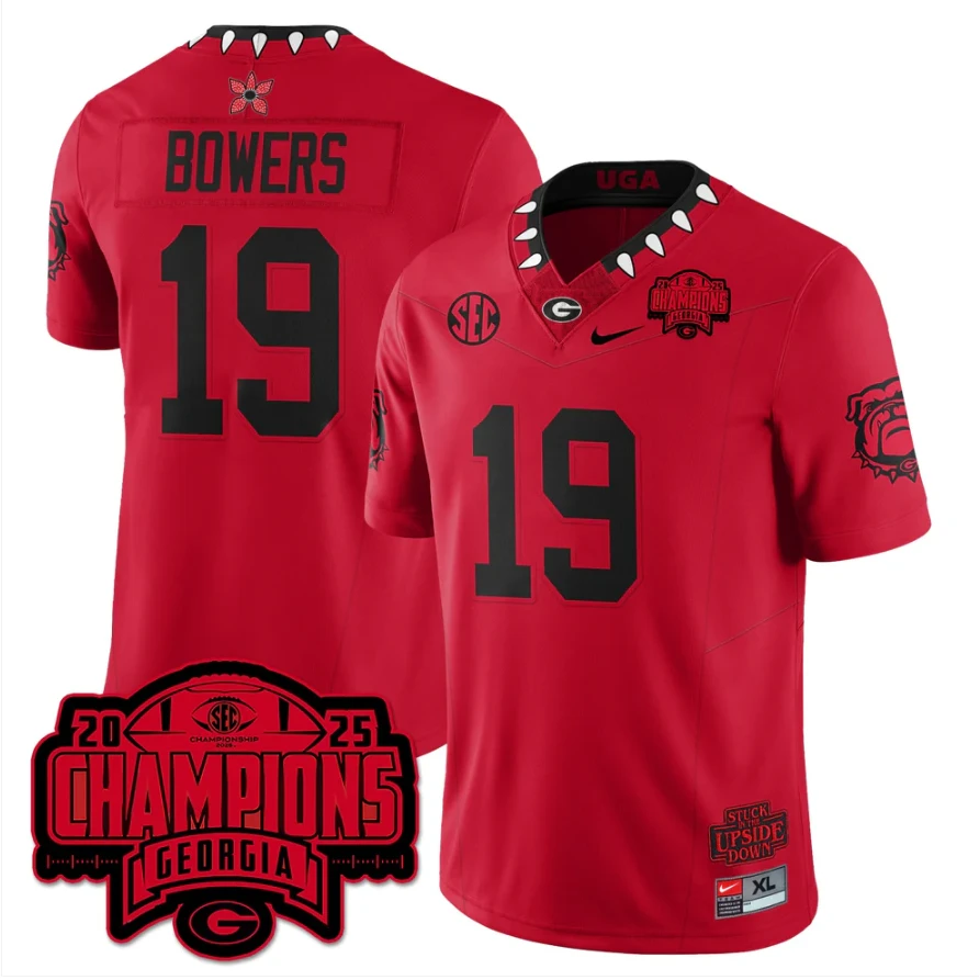 Brock Bowers Jersey #19 Georgia Bulldogs Stranger Things SEC Champions Stitched by My Store NCAA Football Jerseys