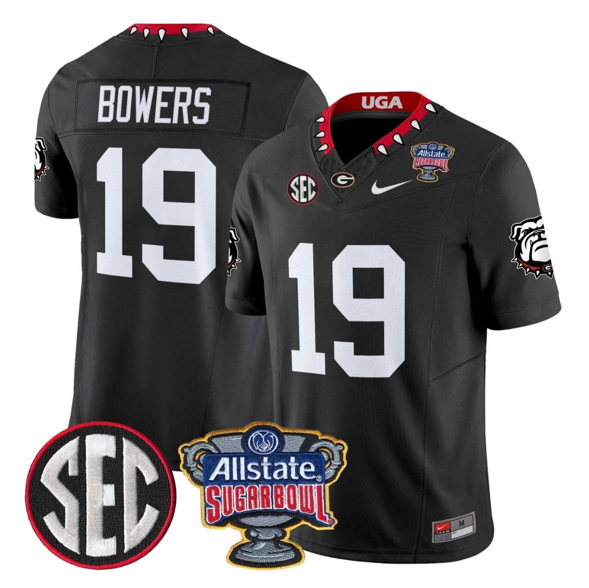 Brock Bowers Jersey #19 Georgia Bulldogs Sugar Bowl Patch Stitched by My Store NCAA Football Jerseys