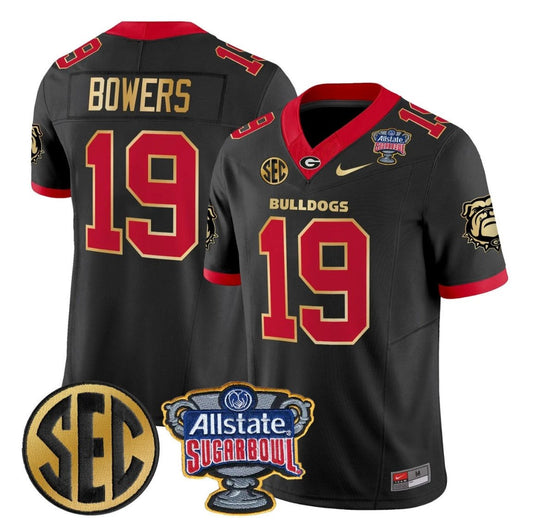 Brock Bowers Jersey #19 Georgia Bulldogs Sugar Bowl Patch Stitched by My Store NCAA Football Jerseys