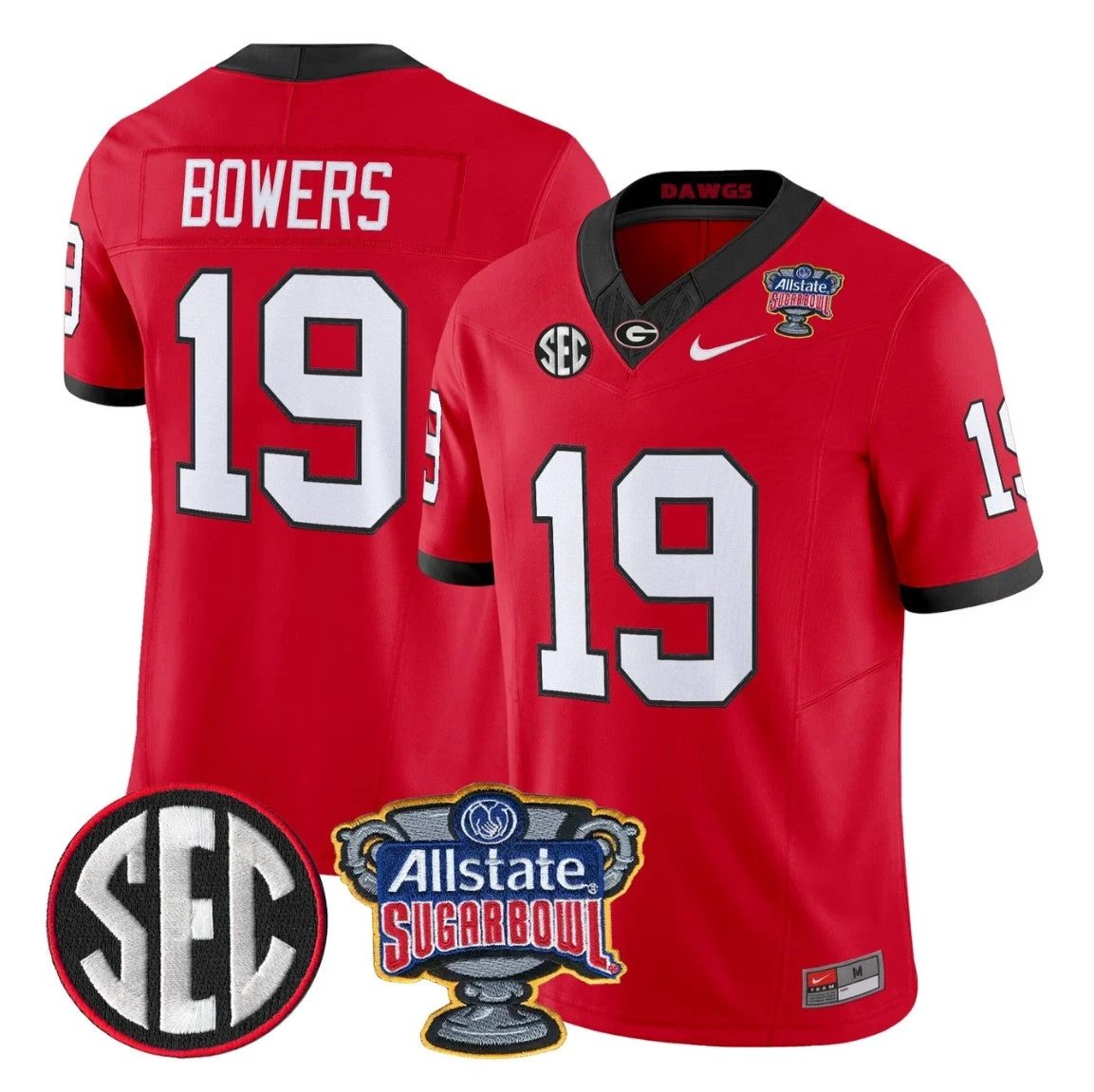 Brock Bowers Jersey #19 Georgia Bulldogs Sugar Bowl Patch Stitched by My Store NCAA Football Jerseys