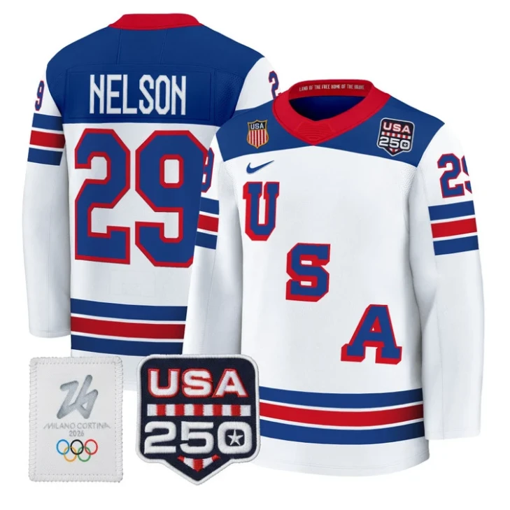 Brock Nelson Jersey #19 USA Olympic 250 Patch Hockey 2026 Stitched by Hockey David