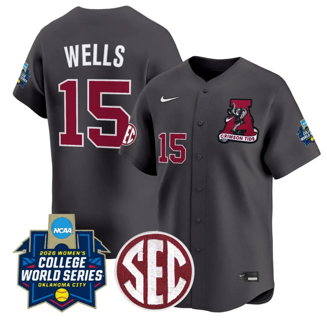 Brooke Wells Jersey #15 Alabama Softball 2026 World Series Stitched by My Store