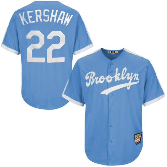 Brooklyn Dodgers Clayton Kershaw Blue Throwback Jersey by My Store