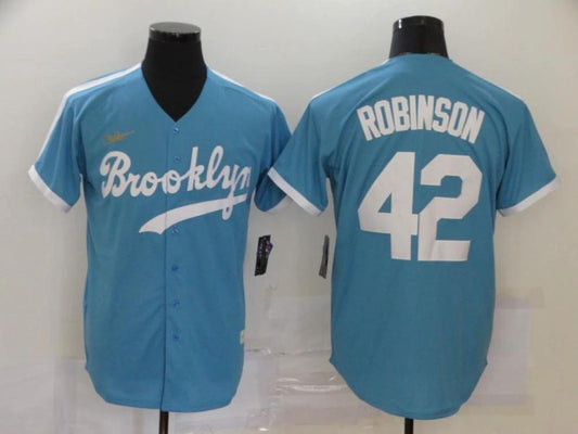 Brooklyn Dodgers Jackie Robinson Light Blue Throwback Jersey by My Store