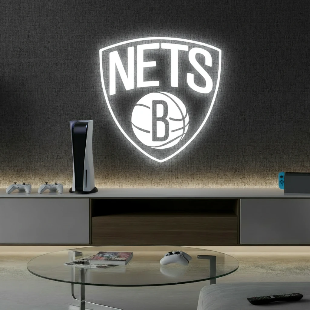 Brooklyn Nets NBA Led Neon Sign Wall Decor by Neonchics Signs