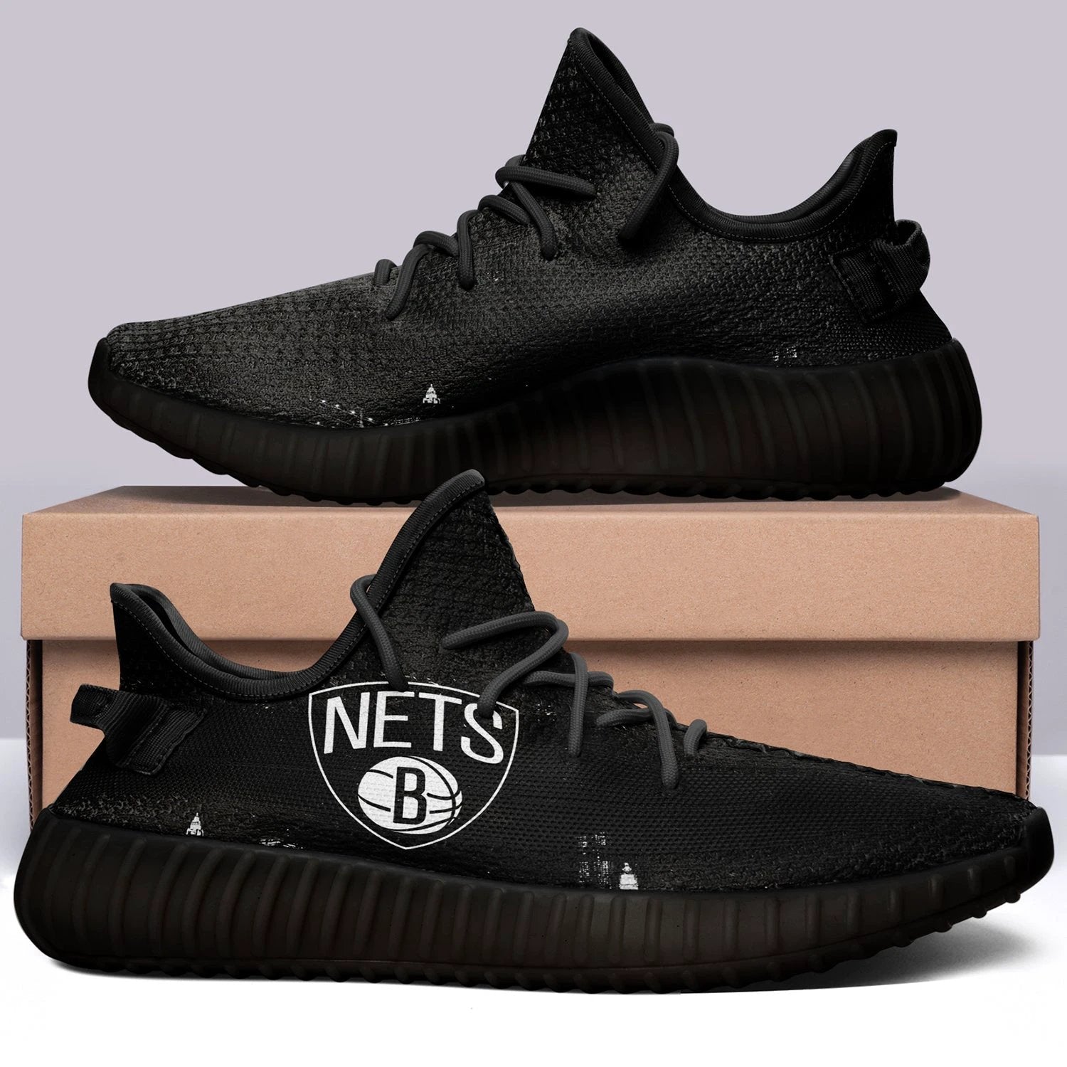 Brooklyn Nets NBA 350v Yeezy Sneakers Black For Men Women Fans by Crocs