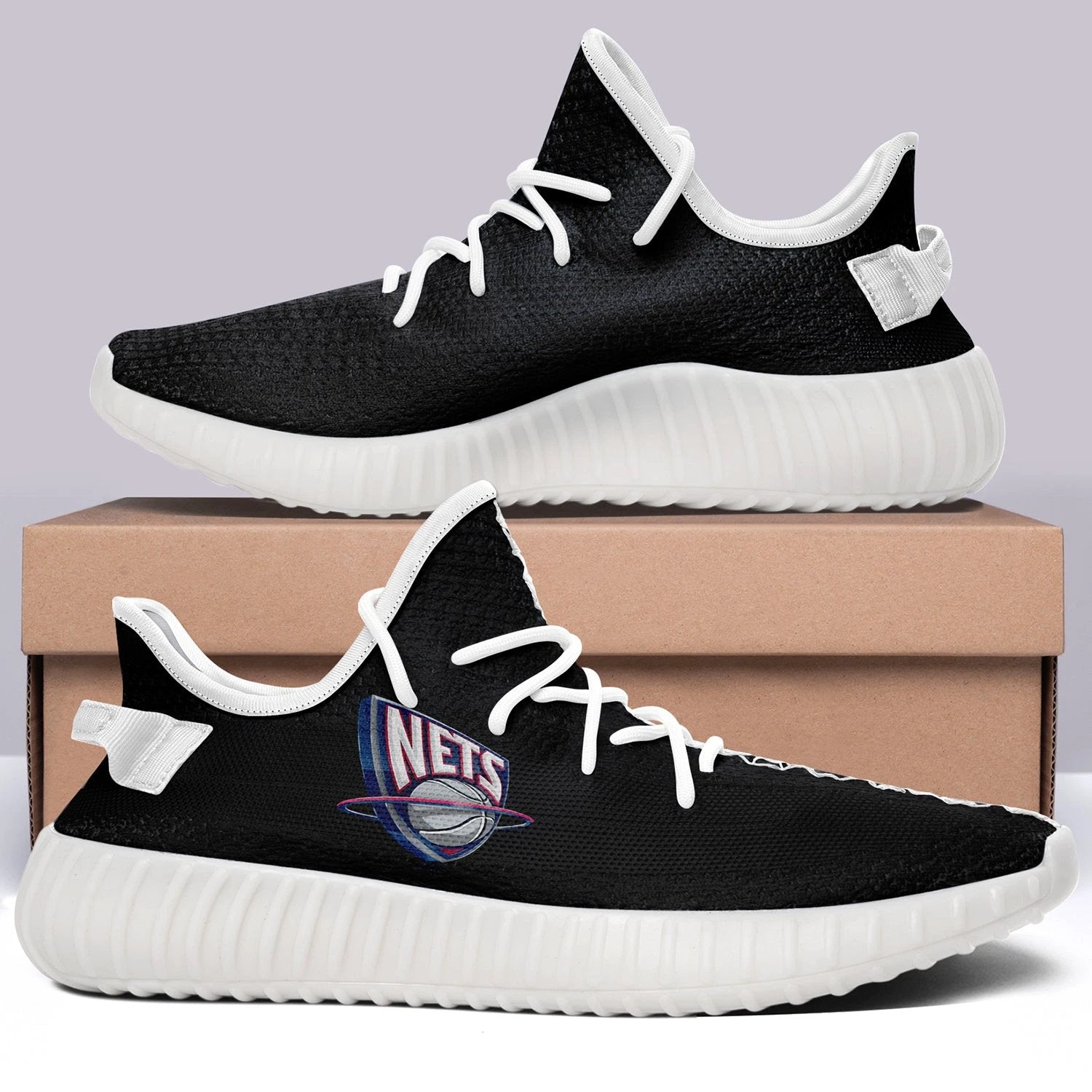 Brooklyn Nets NBA 350v Yeezy Sneakers Black For Men Women Fans by Crocs