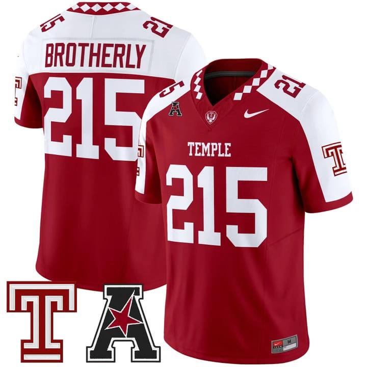 Brotherly Jersey #215 Temple Owls 2025 Vapor Limited Stitched by My Store NCAA Football Jerseys