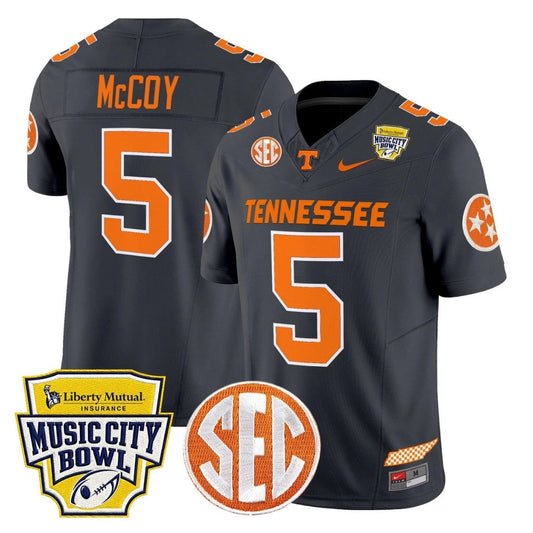 Bru McCoy Jersey #5 Tennessee Vols 2025 Music City Bowl Stitched Smokey Grey by NCAA Football Jersey