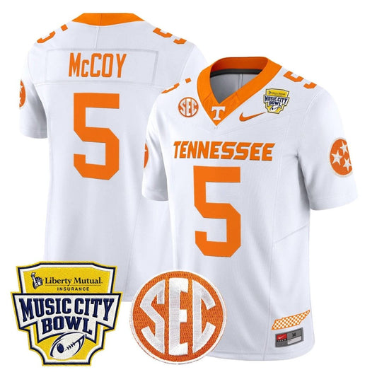 Bru McCoy Jersey #5 Tennessee Vols 2025 Music City Bowl Stitched White by NCAA Football Jersey