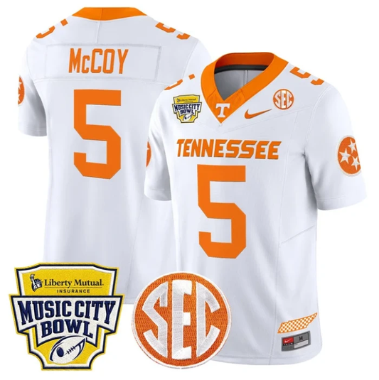 Bru McCoy Jersey #5 Tennessee Vols 2025 Music City Bowl Stitched White by NCAA Football Jersey