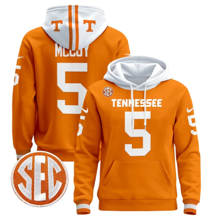 Bru McCoy Hoodie #5 Tennessee Volunteers Pullover Stitched by Hoodie Pullover