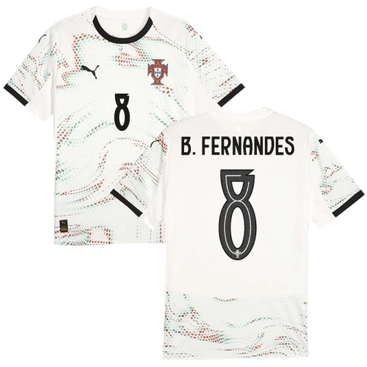 Bruno Fernandes 8 Portugal National Team 2025-26 Away Men Jersey – White by Soccer Jersey