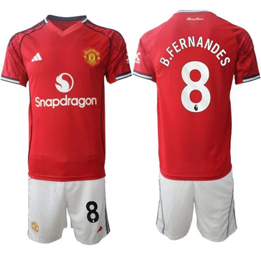 Bruno Fernandes Jersey #8 Manchester United Red Home 2025-26 Soccer Suit by Soccer Jersey