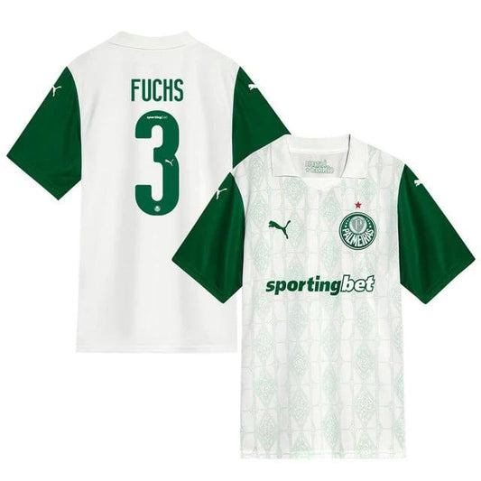 Bruno Fuchs #3 Palmeiras 2025-26 Away Match Jersey – White by Soccer Jersey