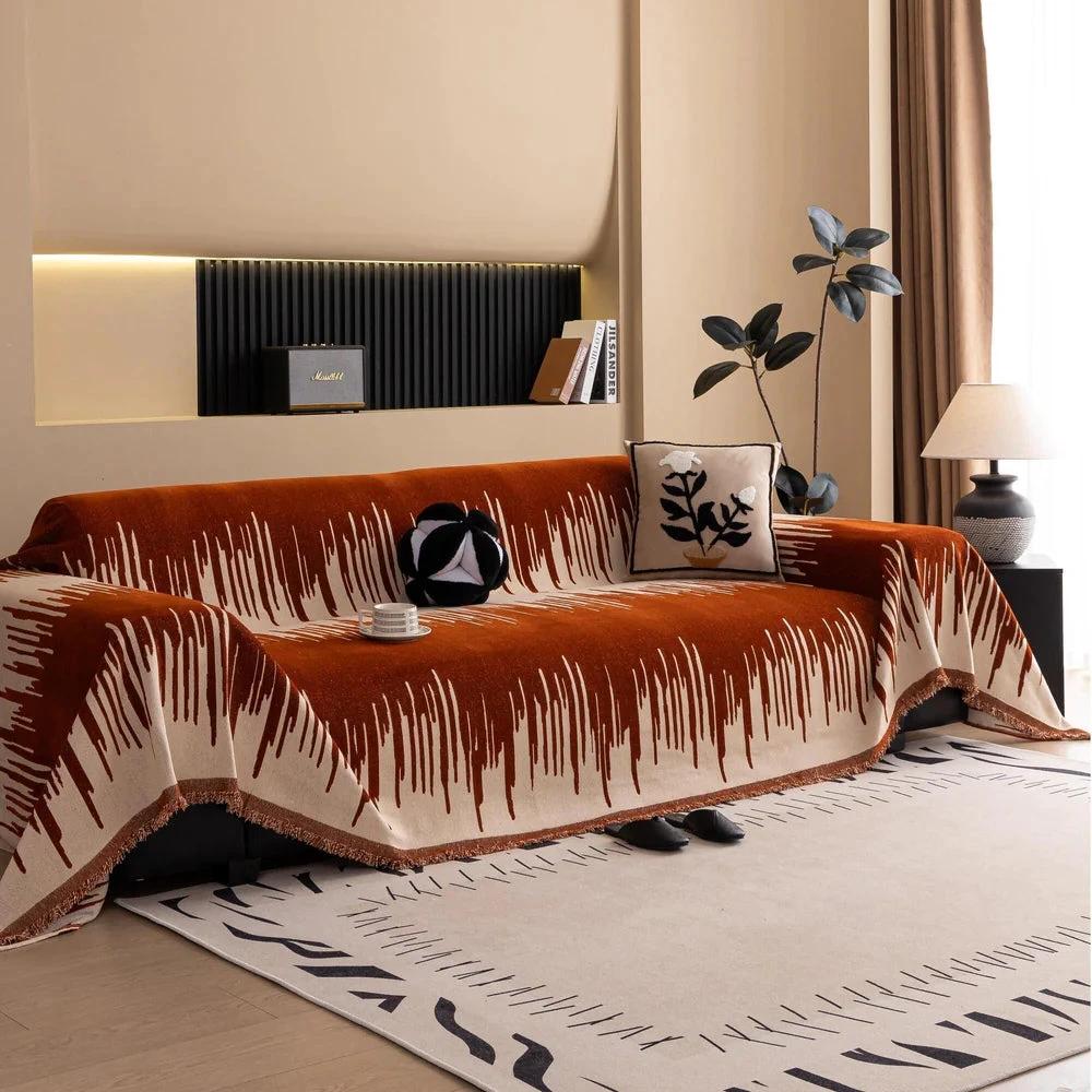 Brushstroke Vertical Pattern Chenille Sofa Cover by Casa & Beyond