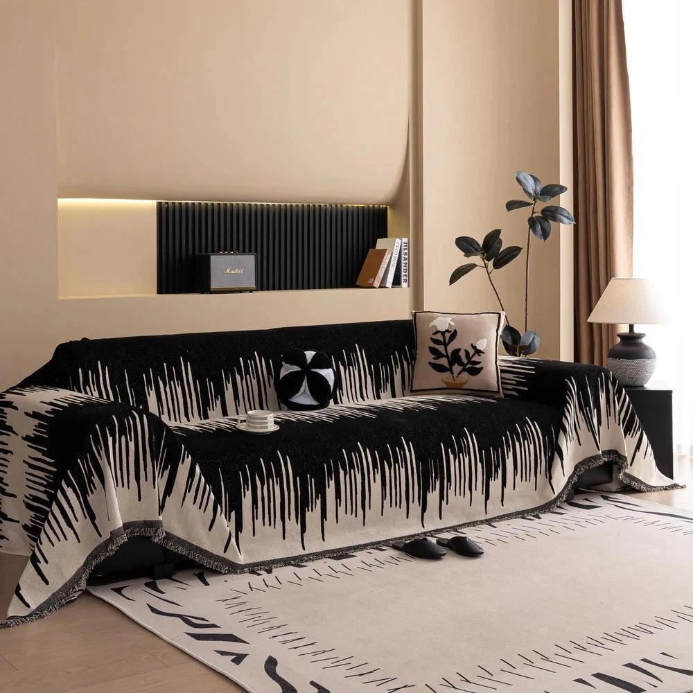 Brushstroke Vertical Pattern Chenille Sofa Cover by Casa & Beyond