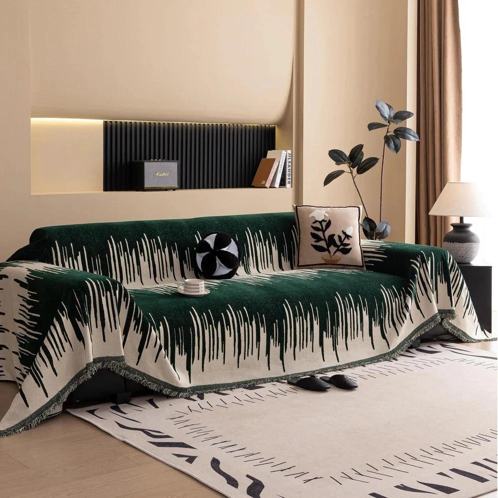 Brushstroke Vertical Pattern Chenille Sofa Cover by Casa & Beyond