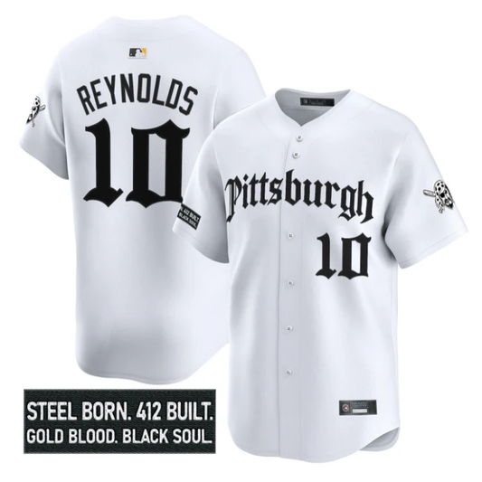 Bryan Reynolds Jersey #10 Pittsburgh Pirates Gothic Steel City Stitched White by My Store