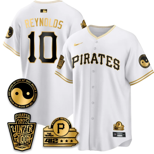 Bryan Reynolds Jersey #10 Pittsburgh Pirates Yinzerpalooza 2025 White Gold by My Store