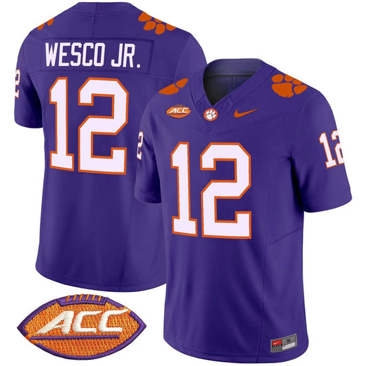 Bryant Wesco Jr Jersey #12 Clemson Tigers 2025 Vapor Limited Stitched Purple by My Store NCAA Football Jerseys