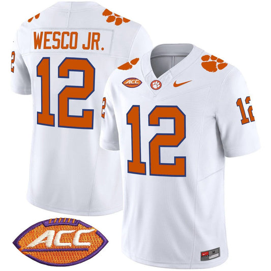 Bryant Wesco Jr Jersey #12 Clemson Tigers 2025 Vapor Limited Stitched White by My Store NCAA Football Jerseys