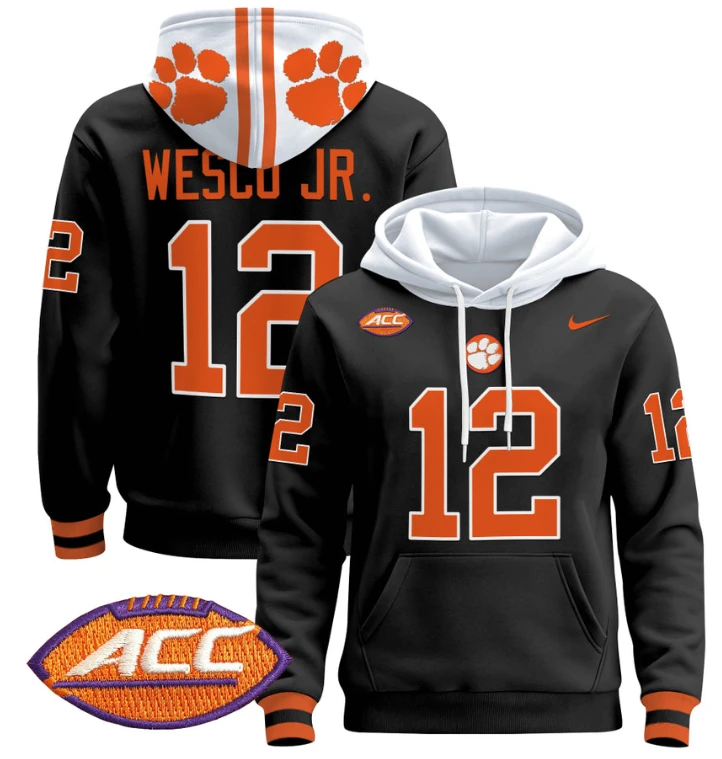 Bryant Wesco Jr Hoodie #12 Clemson Tigers Pullover All Stitched by Hoodie Pullover