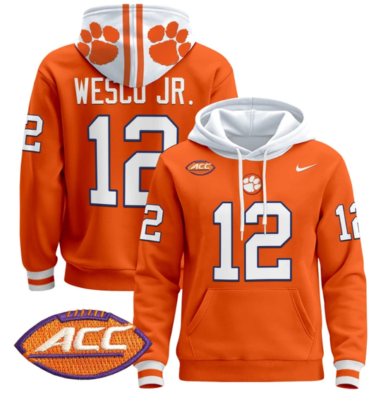 Bryant Wesco Jr Hoodie #12 Clemson Tigers Pullover All Stitched by Hoodie Pullover