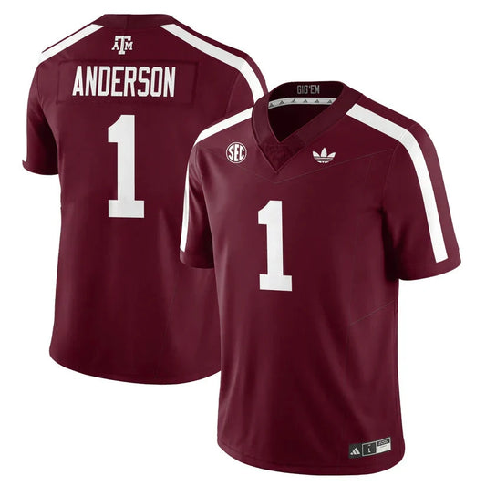 Bryce Anderson Jersey #1 Texas A&M Aggies 1975 Throwback Stitched Maroon by NCAA Football Jersey