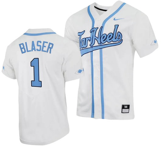 Bryce Blaser Jersey #1 North Carolina Tar Heels Baseball White Full-Button by My Store