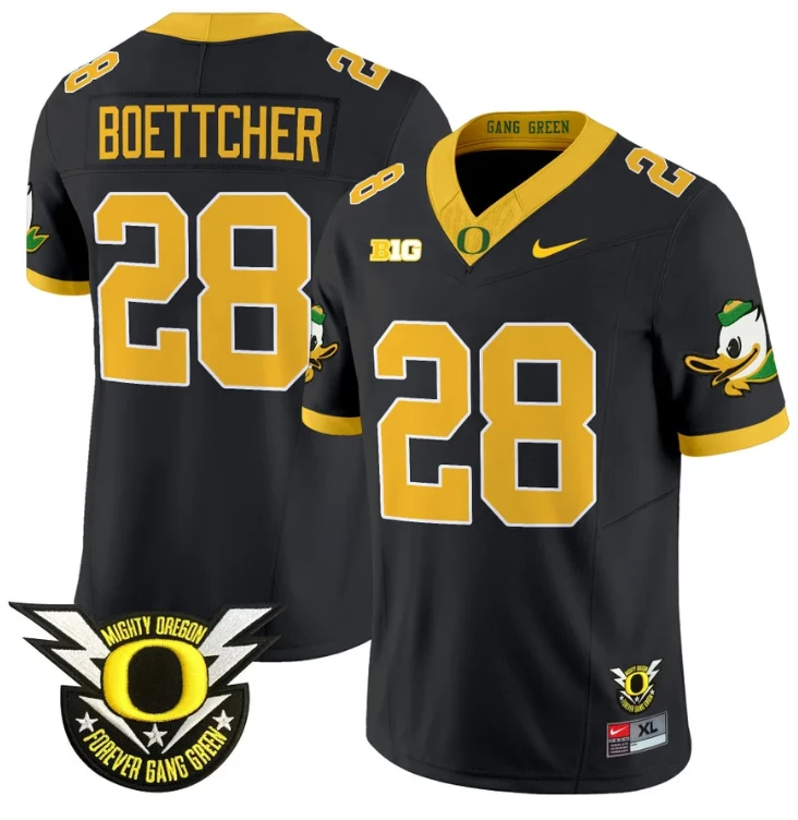 Bryce Boettcher Jersey #28 Oregon Duck Forever Gang Green Football Black by My Store