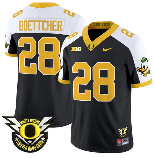 Bryce Boettcher Jersey #28 Oregon Duck Forever Gang Green Football Black Alternate by My Store