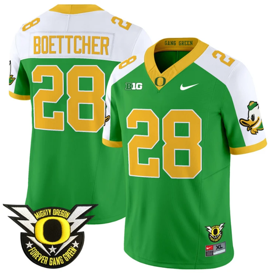 Bryce Boettcher Jersey #28 Oregon Duck Forever Gang Green Football Green Alternate by My Store