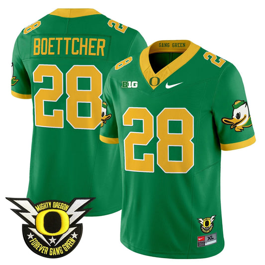 Bryce Boettcher Jersey #28 Oregon Ducks 2025 Vapor Limited V2 Stitched Green by My Store