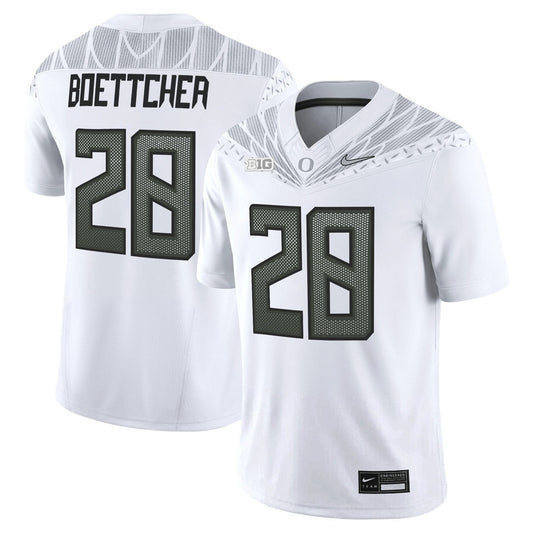 Bryce Boettcher Jersey #28 Oregon Ducks 2025 Vapor Limited V2 Stitched White by My Store