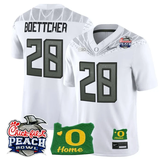 Bryce Boettcher Jersey #28 Oregon Ducks 2026 Peach Bowl Oregon State White by My Store NCAA Football Jerseys