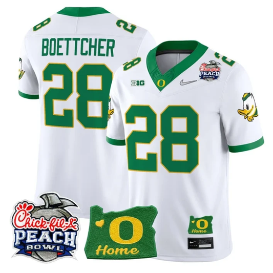 Bryce Boettcher Jersey #28 Oregon Ducks 2026 Peach Bowl Oregon State White Alternate by My Store NCAA Football Jerseys