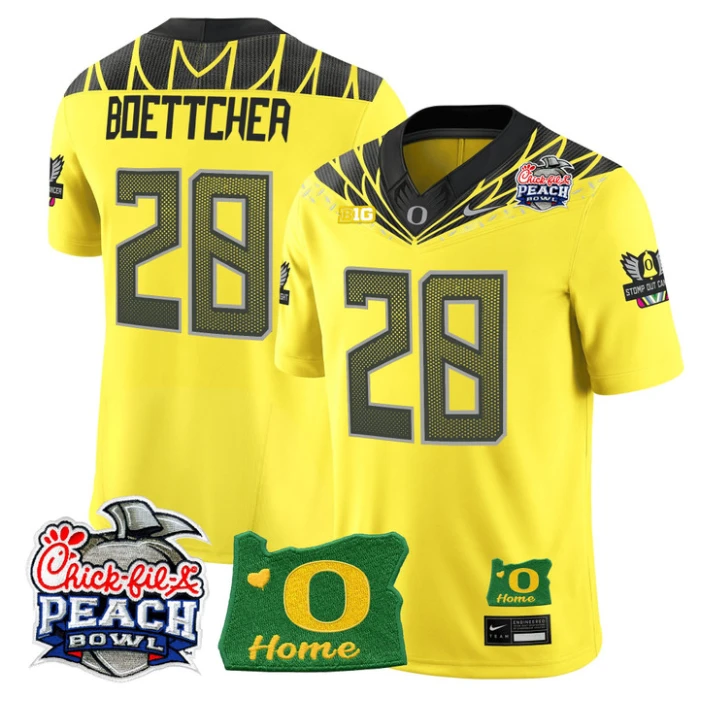 Bryce Boettcher Jersey #28 Oregon Ducks 2026 Peach Bowl Oregon State Yellow by My Store NCAA Football Jerseys