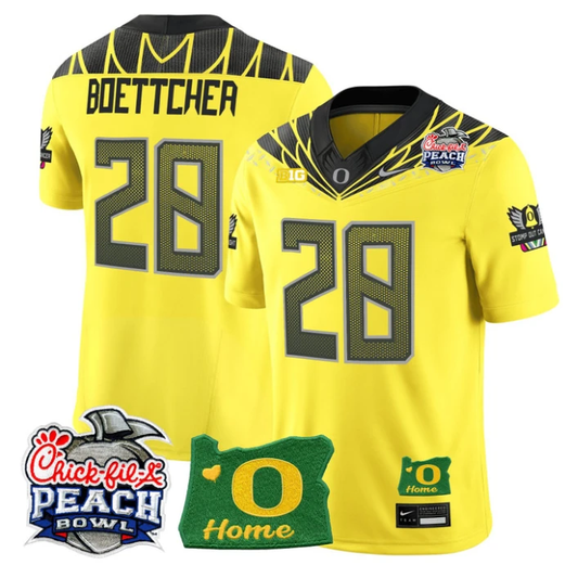 Bryce Boettcher Jersey #28 Oregon Ducks 2026 Peach Bowl Oregon State Yellow by My Store NCAA Football Jerseys