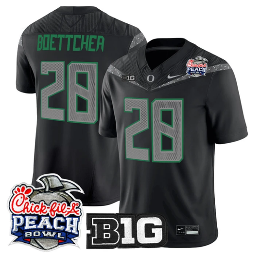 Bryce Boettcher Jersey #28 Oregon Ducks 2026 Peach Bowl Patch Stitched Black by NCAA Football Jersey
