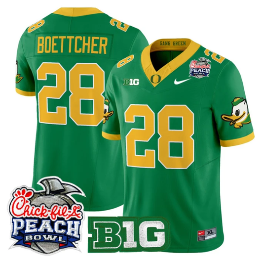 Bryce Boettcher Jersey #28 Oregon Ducks 2026 Peach Bowl Patch Stitched Green by NCAA Football Jersey