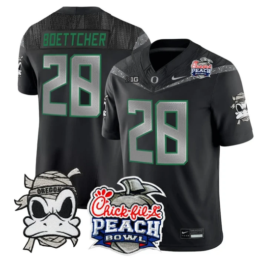 Bryce Boettcher Jersey #28 Oregon Ducks Mummy Duck 2026 Peach Bowl Black by My Store NCAA Football Jerseys