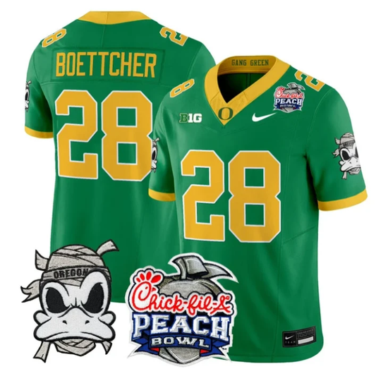 Bryce Boettcher Jersey #28 Oregon Ducks Mummy Duck 2026 Peach Bowl Green by My Store NCAA Football Jerseys