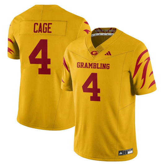 Bryce Cage Jersey #4 Grambling State Football 2025 Special Stitched Yellow by My Store NCAA Football Jerseys