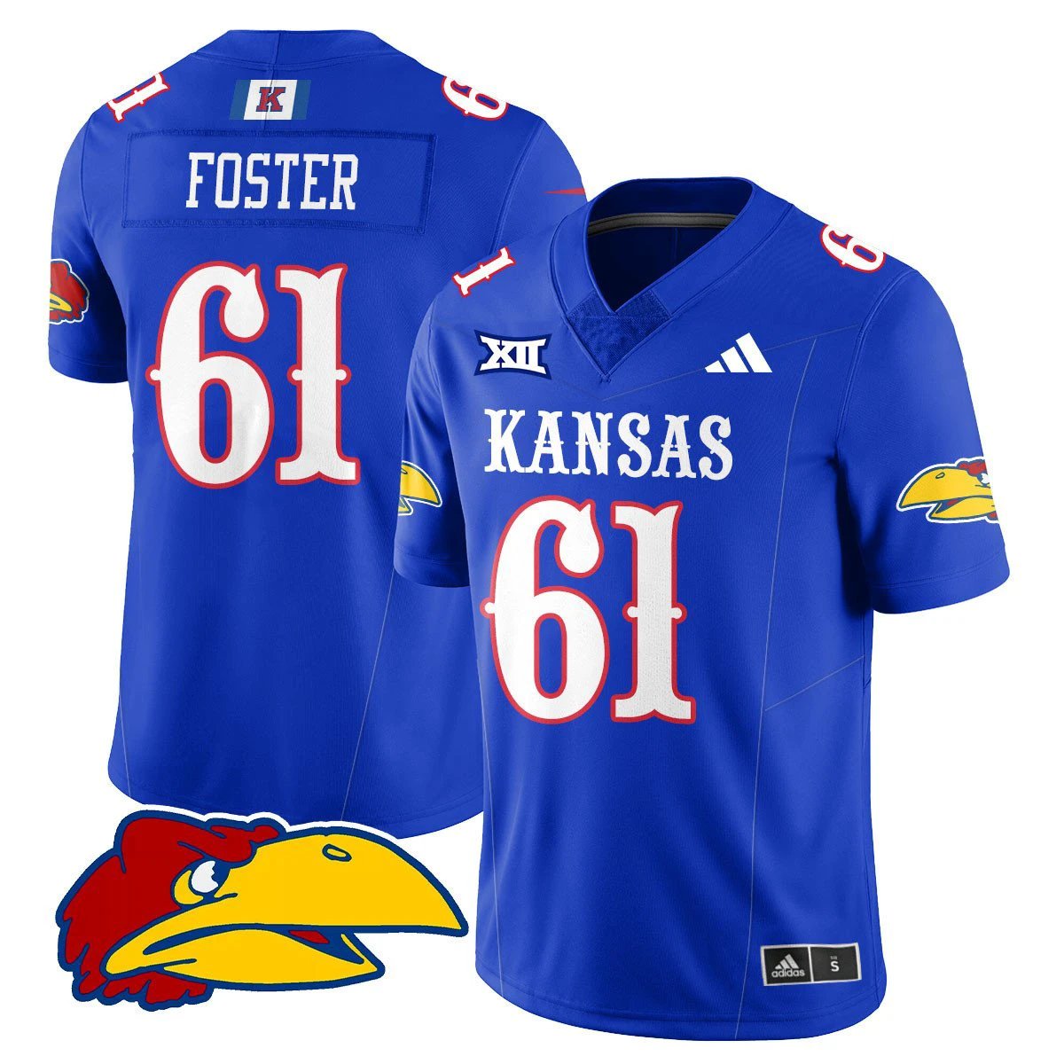 Bryce Foster Jersey #61 Kansas Jayhawks Football 2025 Limited Stitched Royal by My Store NCAA Football Jerseys
