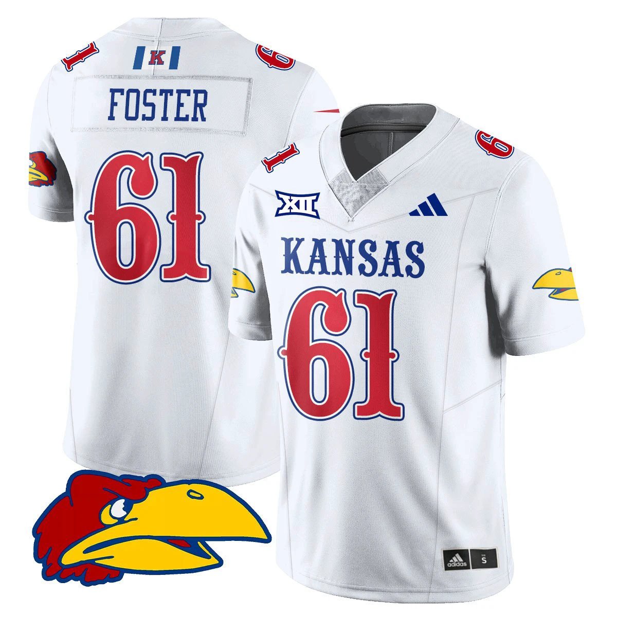 Bryce Foster Jersey #61 Kansas Jayhawks Football 2025 Limited Stitched White by My Store NCAA Football Jerseys