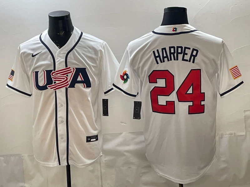 Bryce Harper Jersey #24 USA Baseball 2026 World Baseball Classic Stitched White by My Store