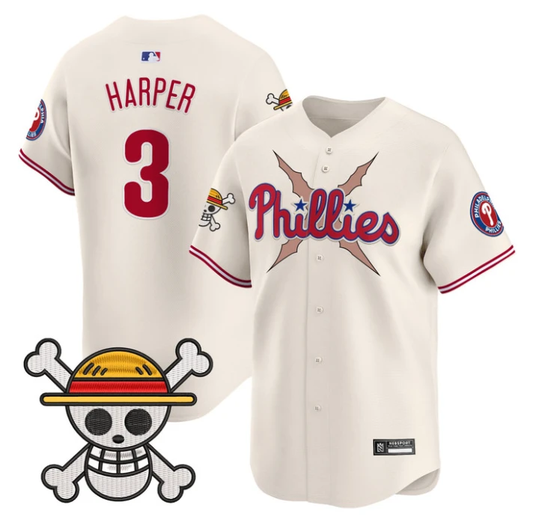 Bryce Harper Jersey #3 Philadelphia Phillies One Piece 2025 Stitched Cream by My Store