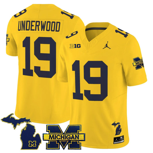 Bryce Underwood Jersey #19 Michigan Wolverines 2025 Stitched Maize by NCAA Football Jersey